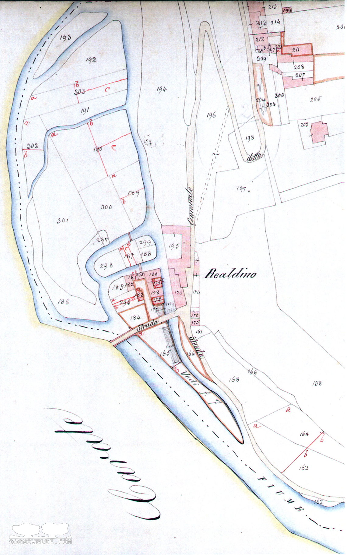 Mappa di Realdino del 1857